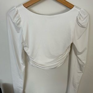 White Chic Puffy Sleeve Crop Top